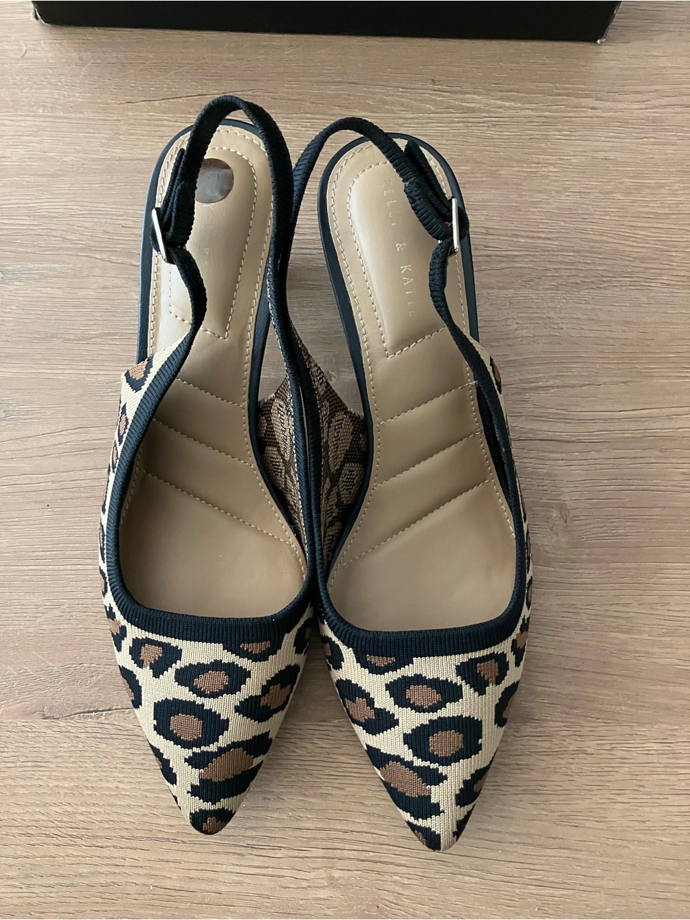 Kelly & Katie Leopard-Print Pointed Slingback Flats - Beige/Brown/Black